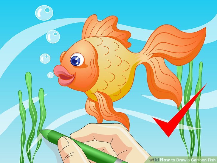 728x546 How To Draw A Cartoon Fish Steps - Colorful Fish Drawing