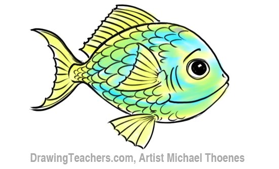 550x333 How To Draw A Cartoon Fish - Colorful Fish Drawing