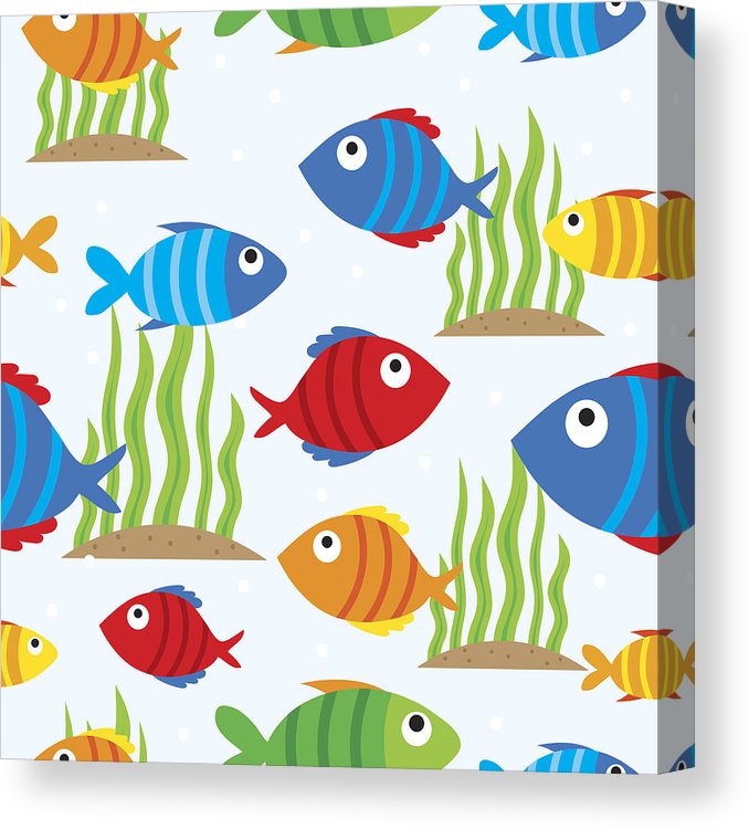 678x750 Colorful Fish Pattern Canvas Print Canvas Art - Colorful Fish Drawing
