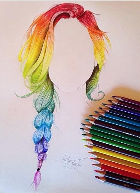 466x641 rainbow hair drawing color hair!! was so fun to draw - Colorful Hair Drawing Tumblr