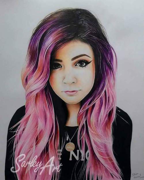 500x626 Chrisy Costanza - Colorful Hair Drawing Tumblr