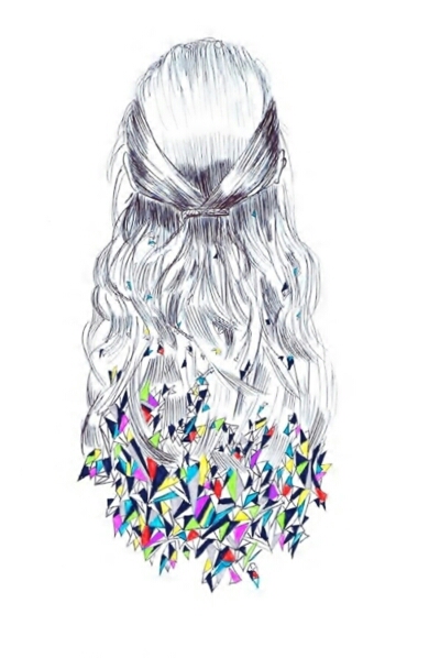 400x598 Tumblr Girl Hair Drawing Blackandwhite Colorful - Colorful Hair Drawing Tumblr