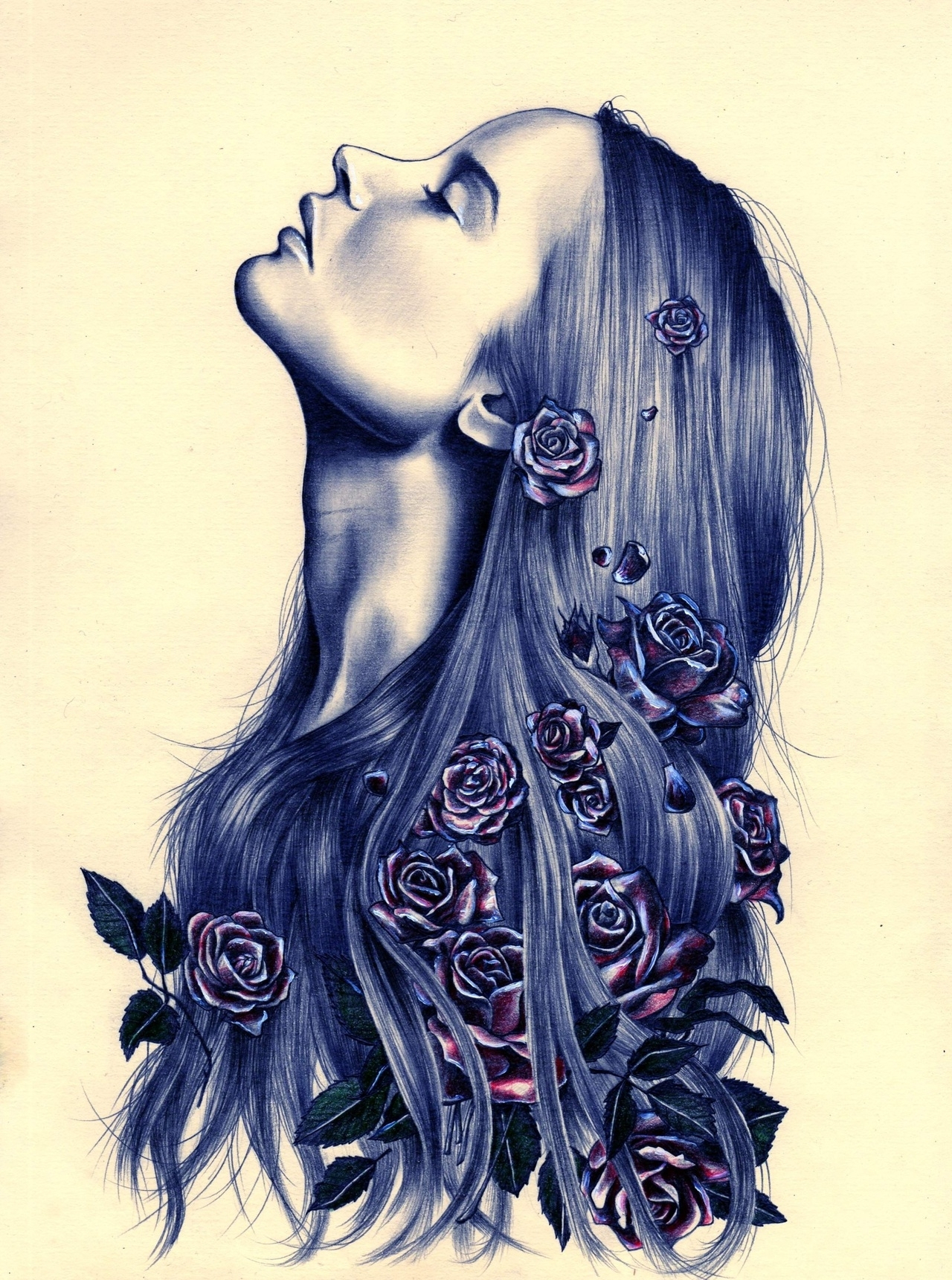 1280x1721 Tumblr Girl Sketch - Colorful Hair Drawing Tumblr