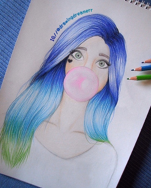 500x625 Drawingdreamerr On Tumblr And Instagram Follow Me - Colorful Hair Drawing Tumblr