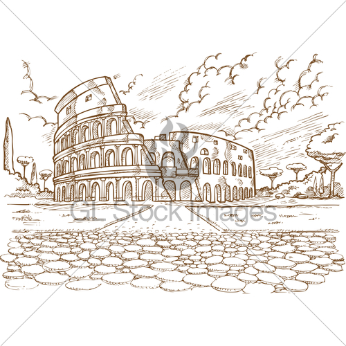 500x500 Colosseum Hand Draw Gl Stock Images - Colosseum Drawing
