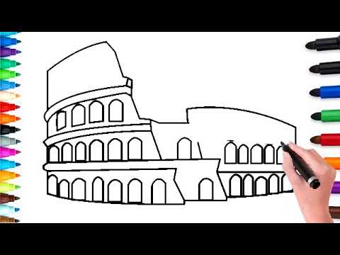 480x360 How To Draw The Colosseum Easy For Kids And Colore - Colosseum Drawing