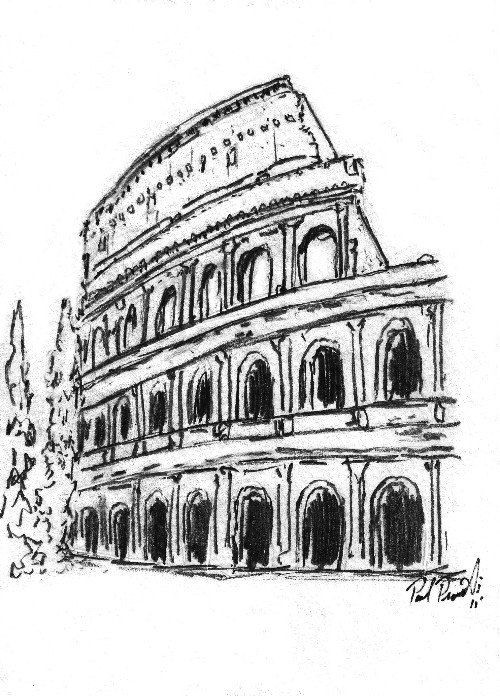 500x696 drawing sketch of colleseum unique original colosseum rome italy - Colosseum Rome Drawing