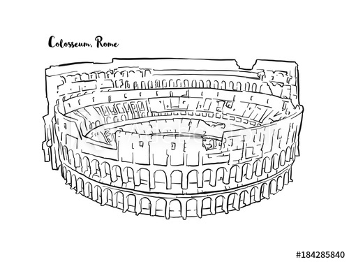 500x375 rome colosseum hand drawn sketch - Colosseum Rome Drawing