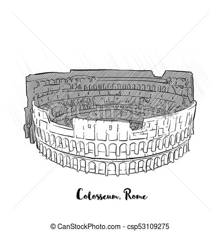 450x470 rome colosseum shaded sketch black and grey vector version - Colosseum Rome Drawing