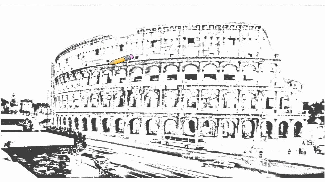 1280x720 auto draw coliseum, rome, italy - Colosseum Rome Drawing