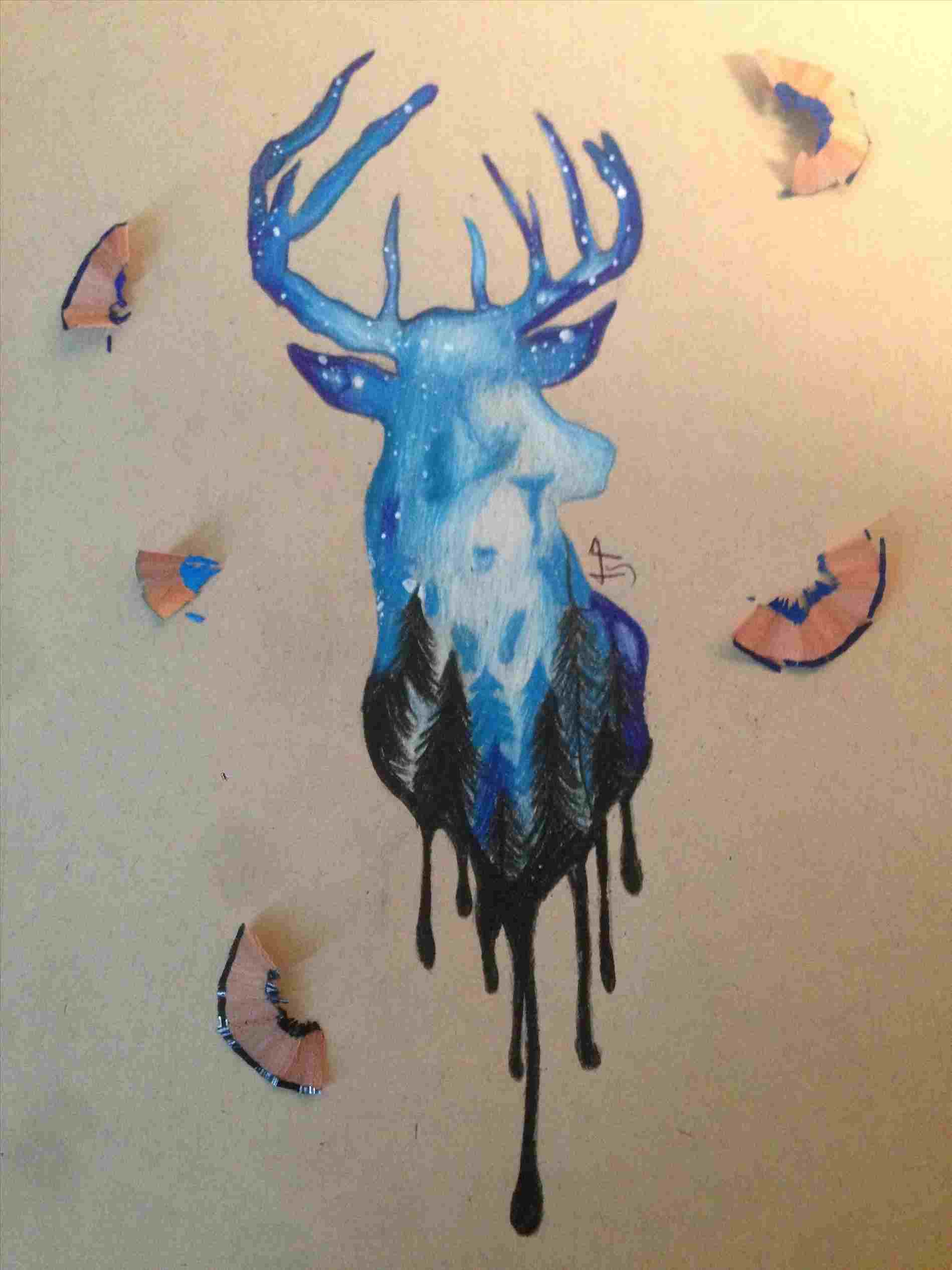 1899x2533 Pencil Colour Drawing Of Deer - Colour Drawing
