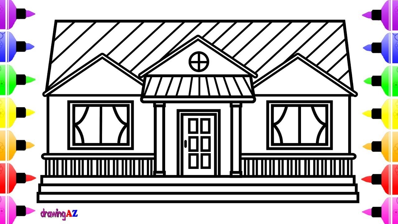 1280x720 How To Draw A House For Kids House Drawing And Colour For Kids - Colour Drawing For Kids
