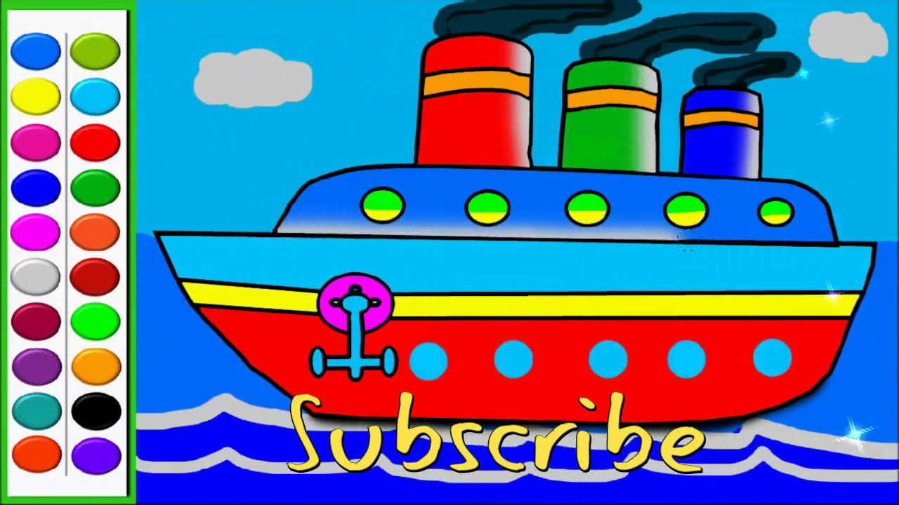 1280x720 Colours For Kids Learn How To Draw Ship Coloring Pages How - Colour Drawing For Kids