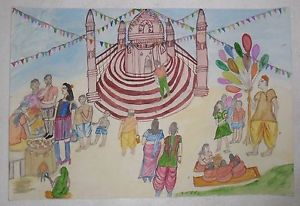 300x206 India Paintingwater Colour Drawing Hindu Festival Mela - Colour Drawing Images