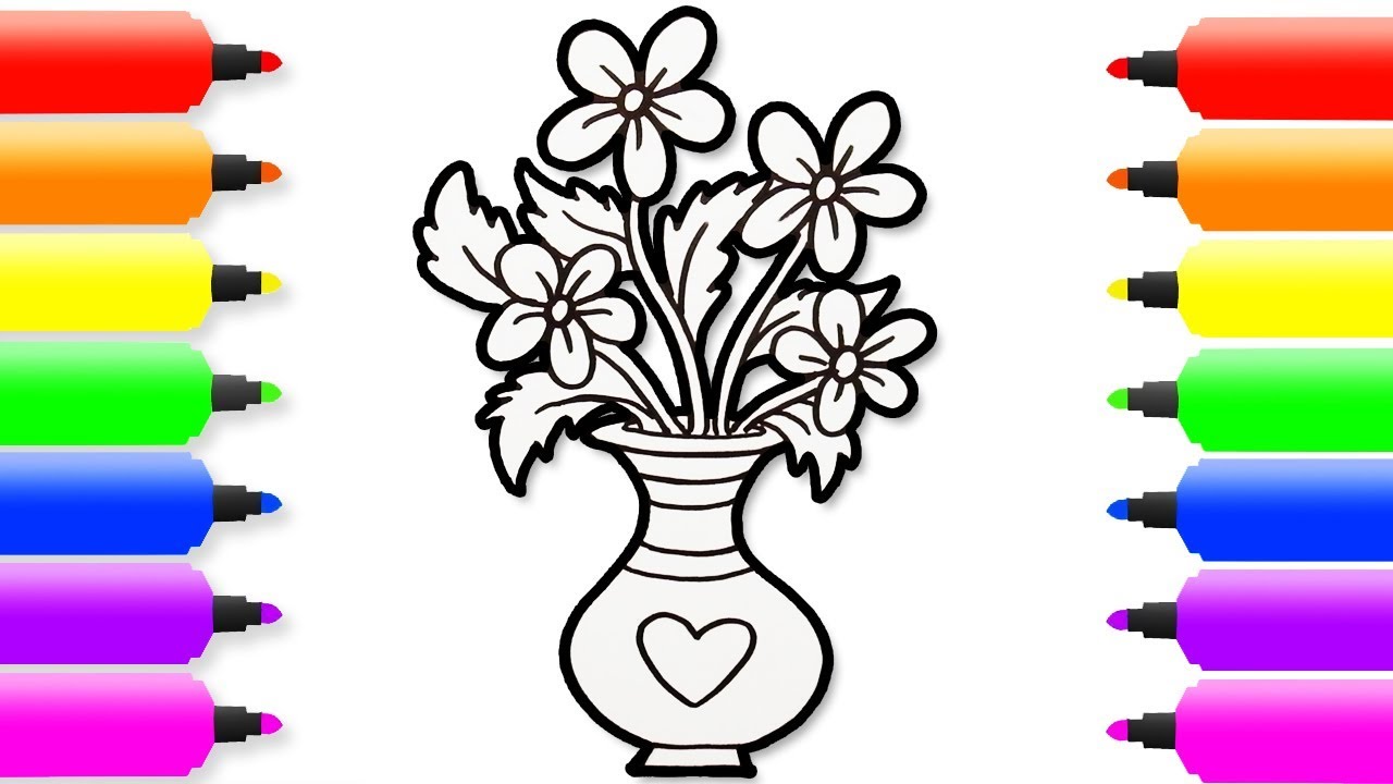 1280x720 How To Draw Flower Vase - Colour Drawing Pictures Of Flowers
