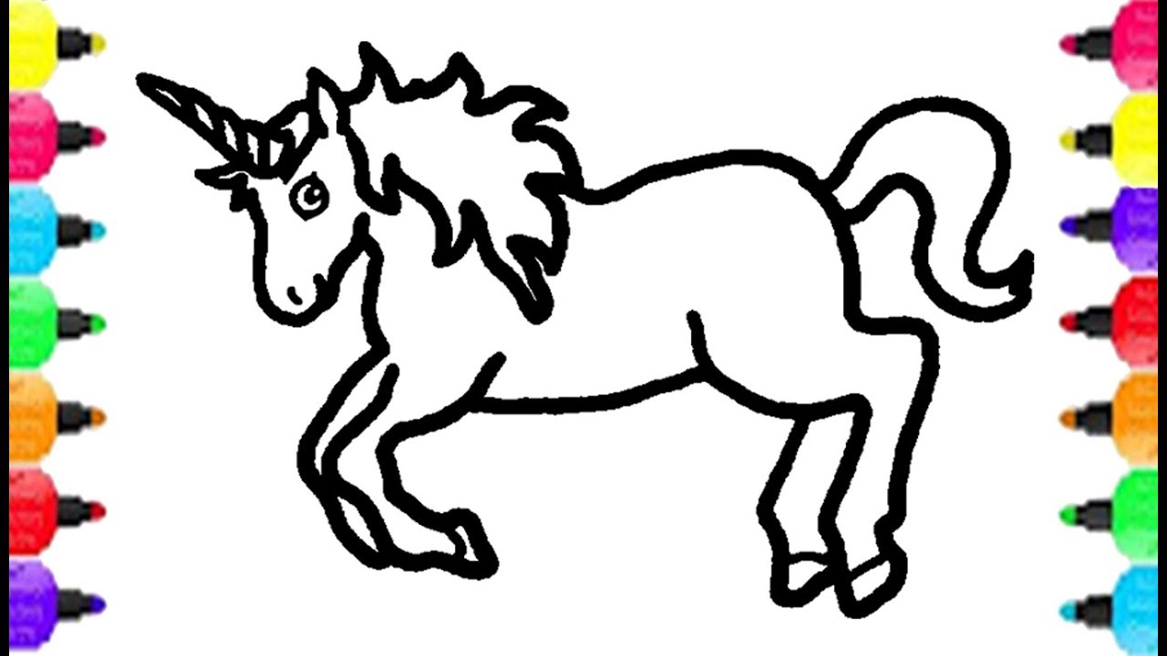 1280x720 How To Draw Unicorn Coloring Pages Drawing Unicorn And Coloring - Colouring Pages Drawing