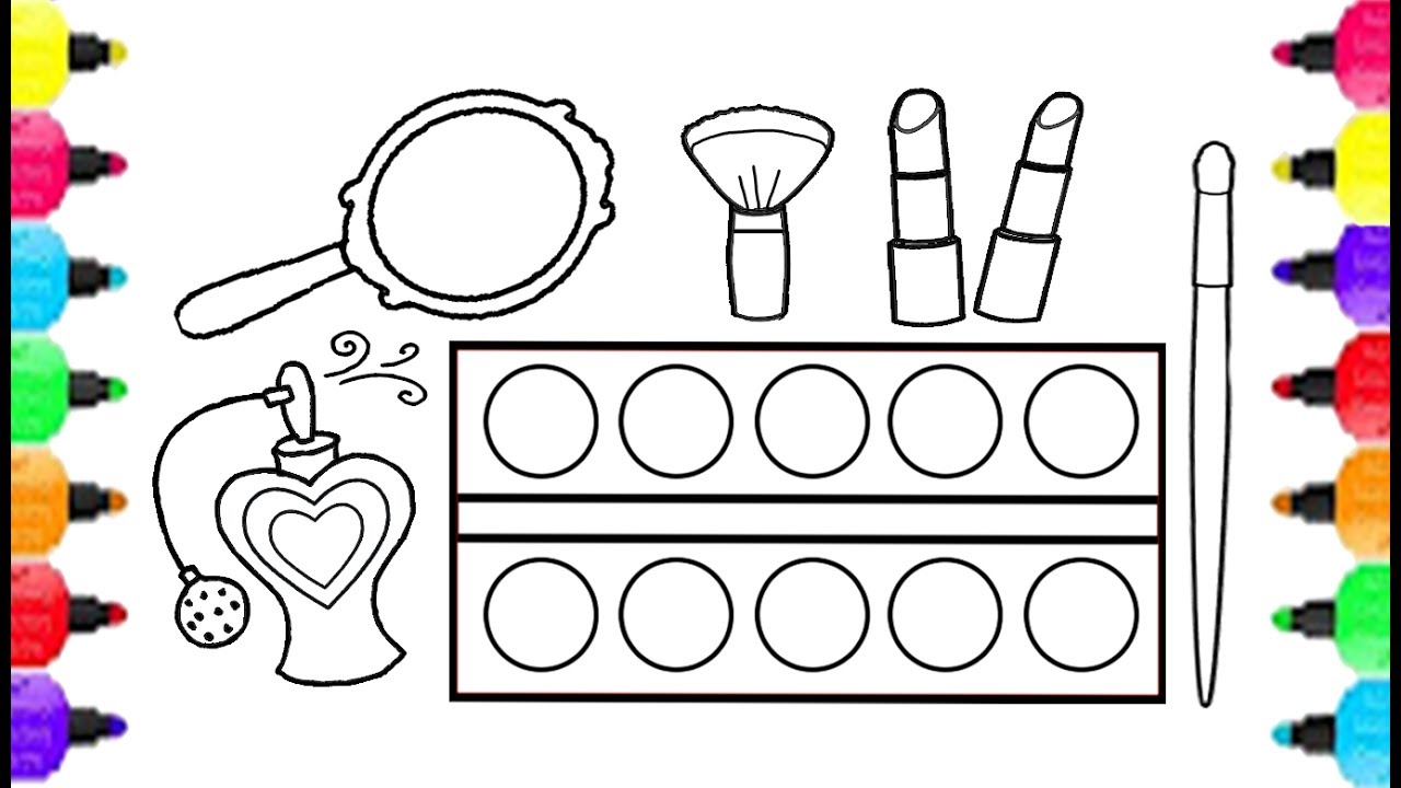1280x720 Make Up Set Coloring Pages How To Draw Make Up Set For Girls - Colouring Pages Drawing