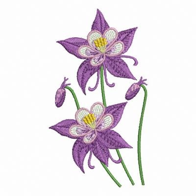 400x400 columbine flowers embroidery designs, machine embroidery designs - Columbine Flower Drawing