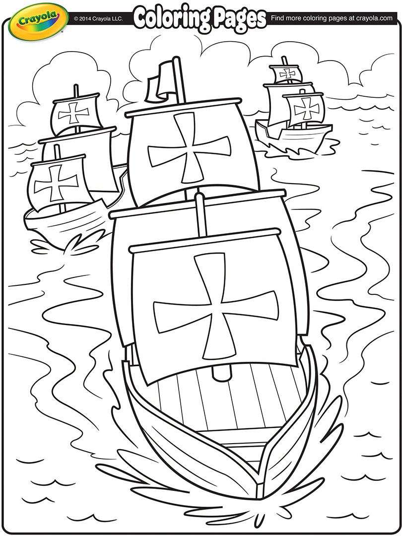 810x1080 Nina, Pinta, And Santa Maria Coloring - Columbus Day Drawings