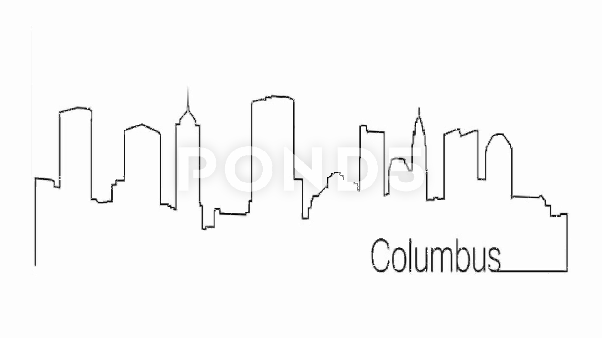 1920x1080 continuous line drawing city urban skyline outline of columbus - Columbus Drawing