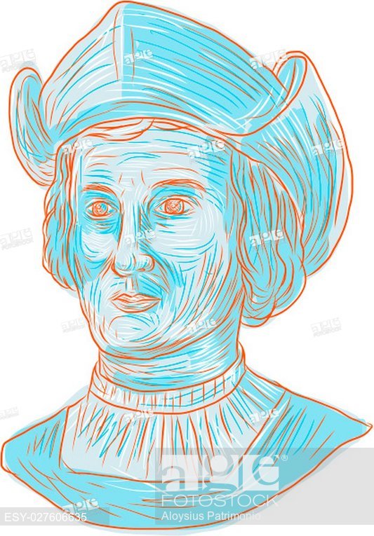 533x765 drawing sketch style illustration of christopher columbus - Columbus Drawing
