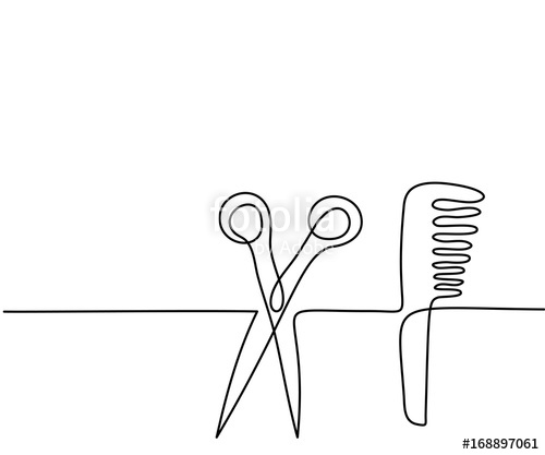 500x417 scissors and comb business icon continuous thin line drawing - Comb Drawing