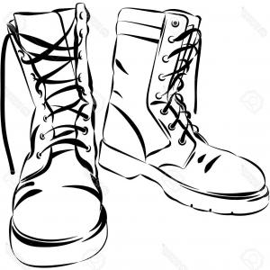 300x300 Sketch Of Army Boots Vector Soidergi - Combat Boots Drawing