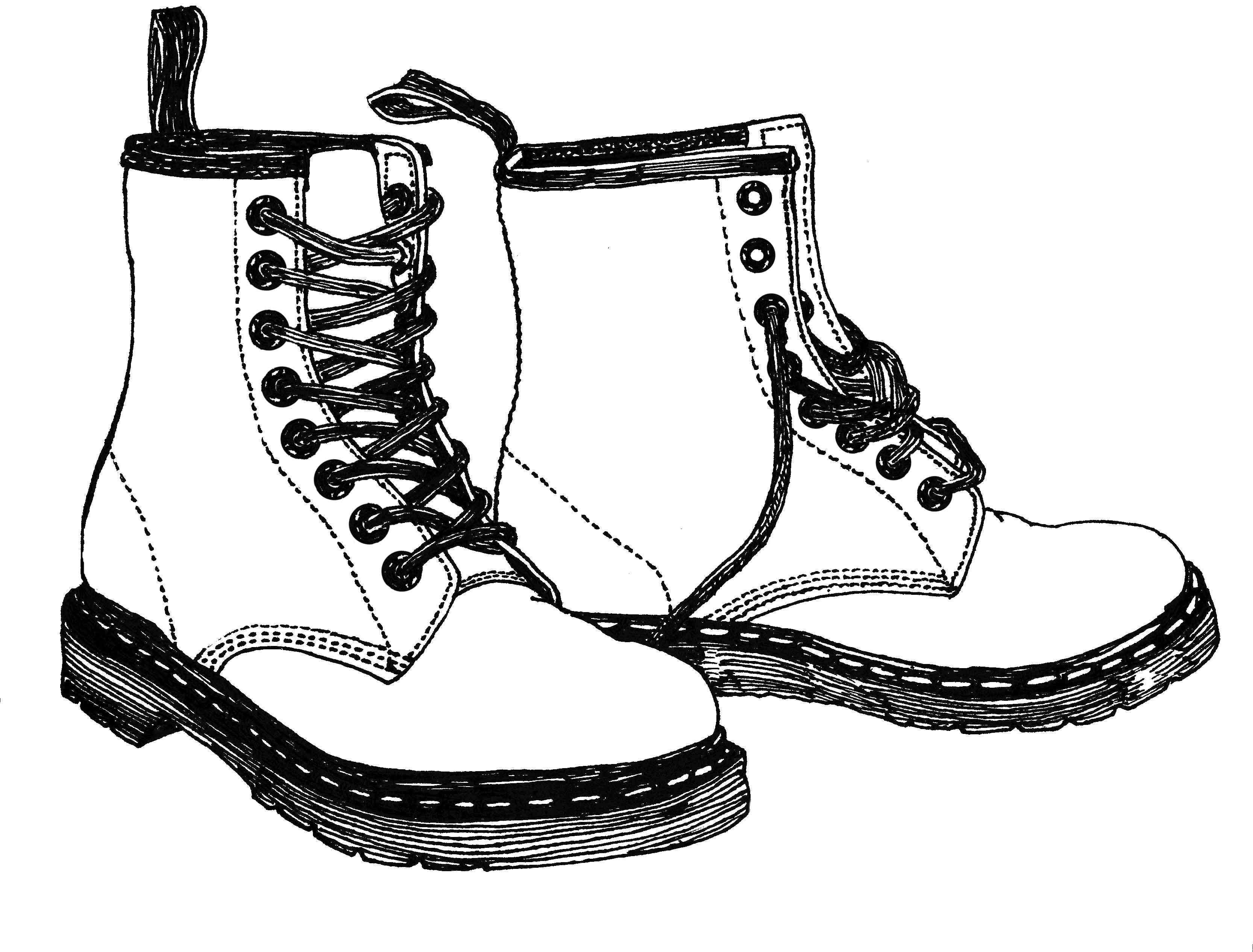 3332x2532 Drawing Combat Boots - Combat Boots Drawing