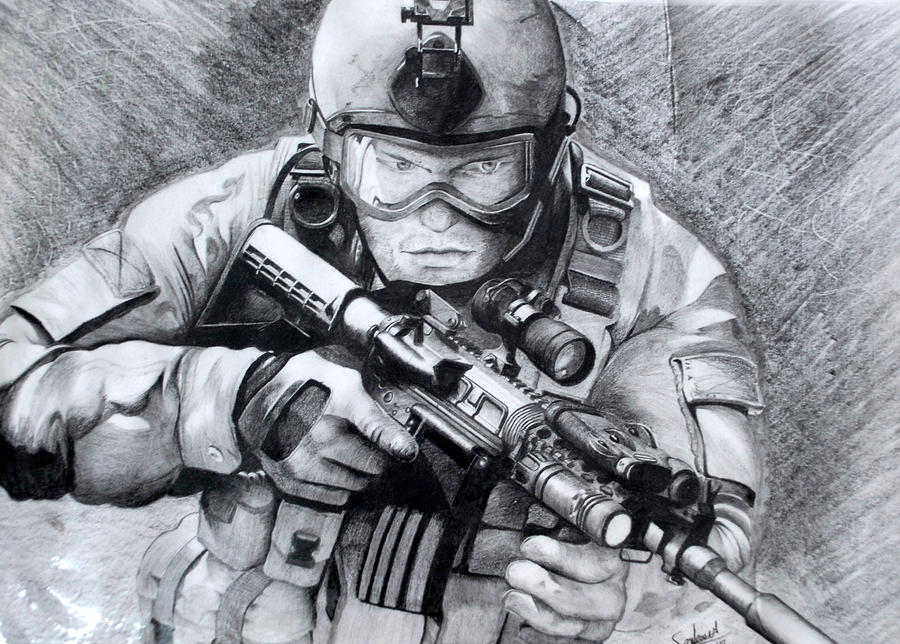900x644 marine combat drawing - Combat Drawings