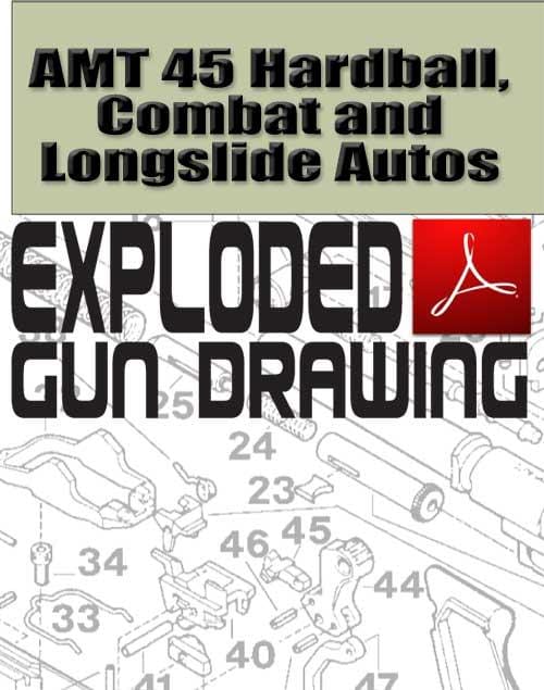 500x635 amt hardball, combat and longslide autos exploded gun drawing - Combat Drawings