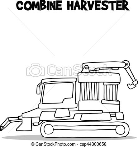 443x470 Combine Harvester Transport Hand Draw Vector Illustration - Combine Drawing