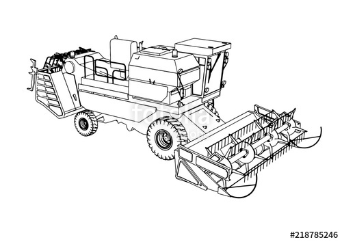 500x354 Sketch Combine Harvester Vector Stock Image And Royalty Free - Combine Drawing