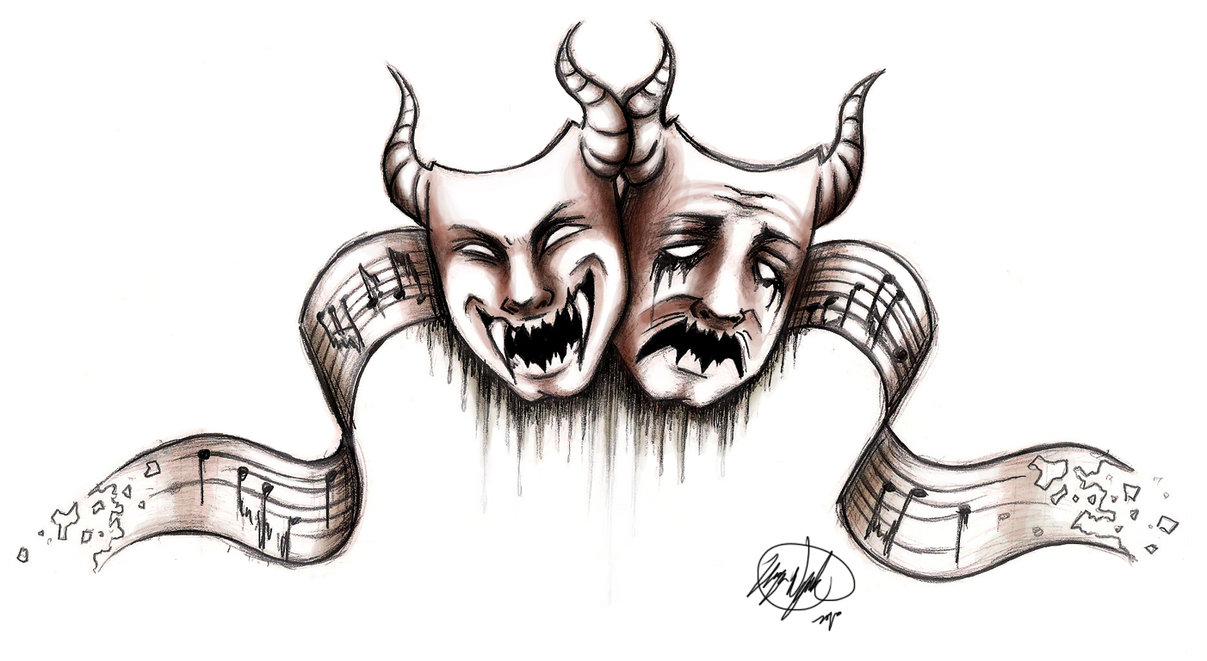 Comedy And Tragedy Masks Drawing at PaintingValley.com | Explore