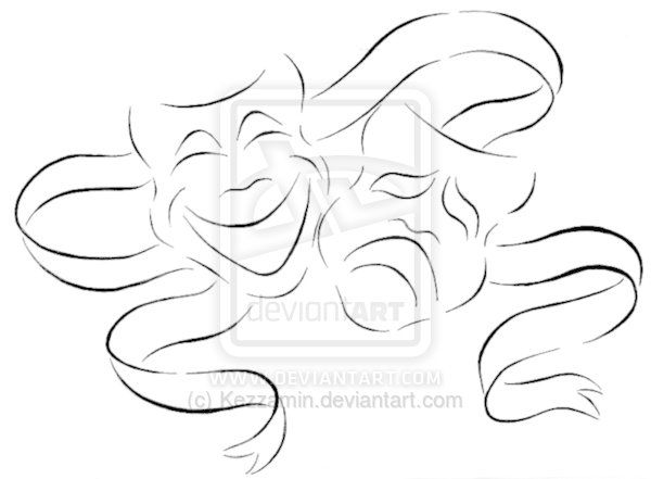 600x441 clip art comedy tragedy masks theatre masks drawing - Comedy And Tragedy Masks Drawing