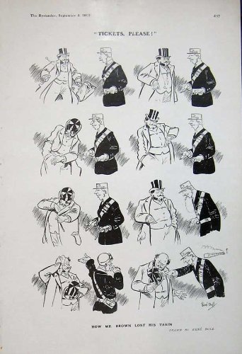 342x500 Old Original Antique Victorian Print Comedy Drawing Mr Brown - Comedy Drawing