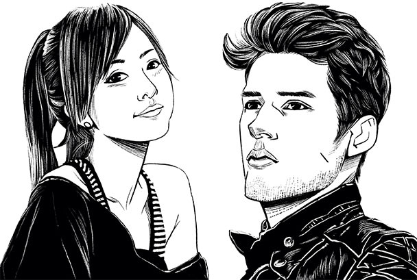 608x409 draw your comic book style portrait - Comic Book Drawing