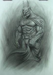 215x300 Batman Figure Drawing In Charcoal Pencil - Comic Book Figure Drawing