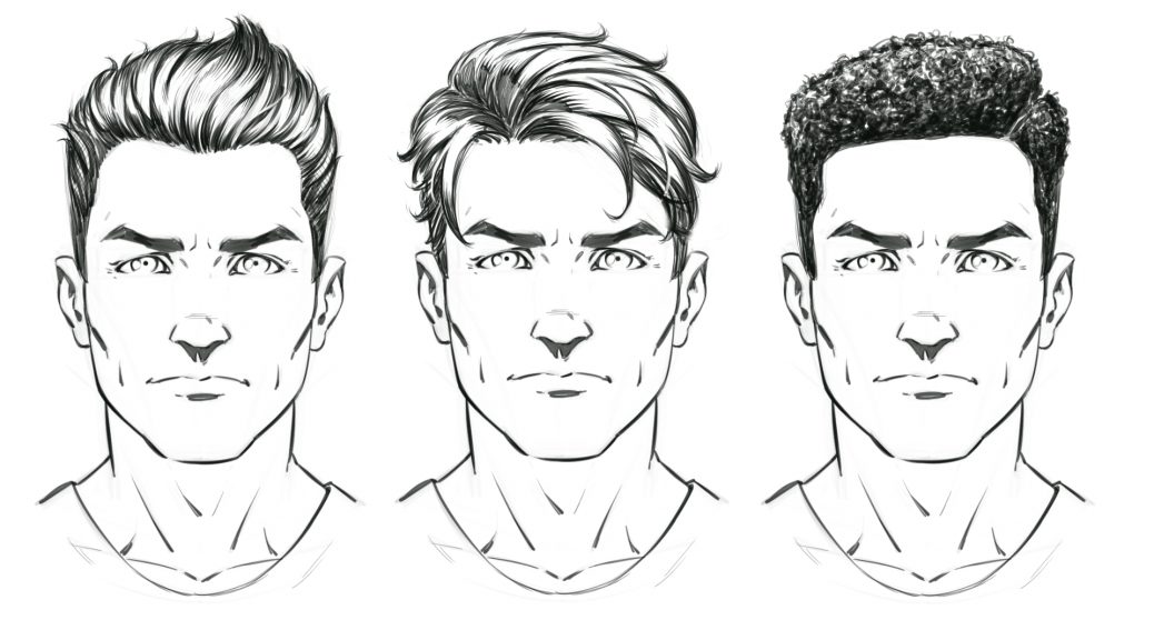 1038x576 New Lessons On How To Draw Comic Style Hair Male Characters - Comic Characters Drawing