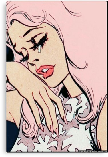 378x550 Pop Art Comic Girl Crying Canvas Print - Comic Girl Drawing