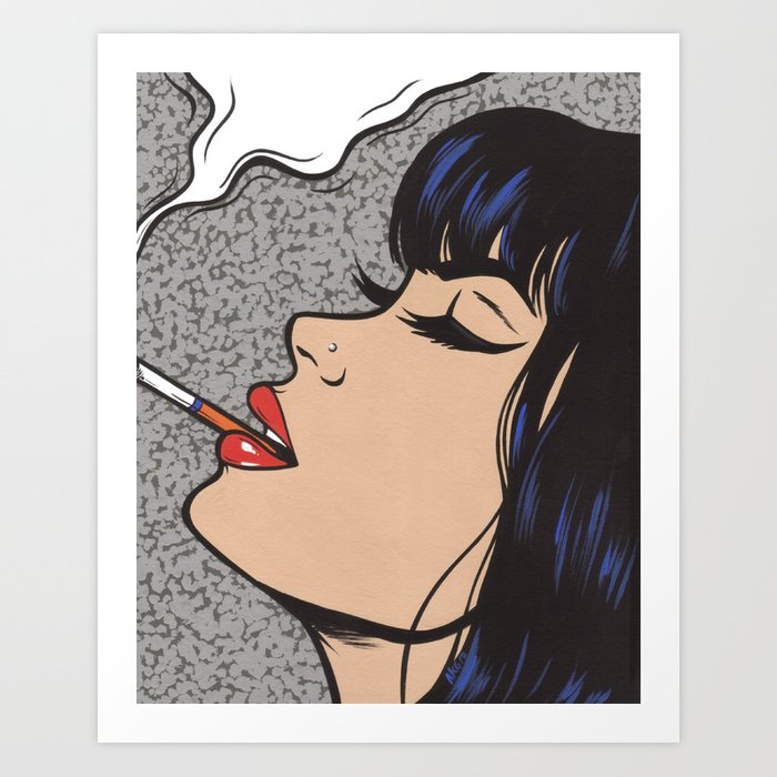 700x700 Smoking Pop Art Comic Girl Art Print - Comic Girl Drawing