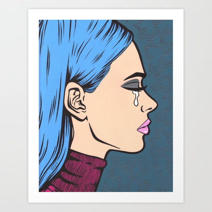 700x700 turtleneck tears sad comic girl art print - Comic Girl Drawing