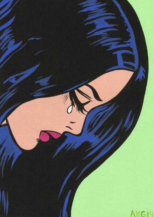 500x705 drawing illustration girl green crying pop art comic art comic - Comic Girl Drawing