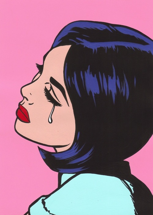 500x700 drawing illustration sad pink crying kylie jenner pop art popart - Comic Girl Drawing