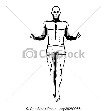 450x470 comic book hero pose in sketch ink illustration - Comic Hero Drawing