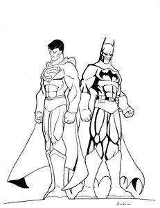 231x300 Original Comic Art Drawing Of Superman And Batman Dc Superheroes - Comic Hero Drawing