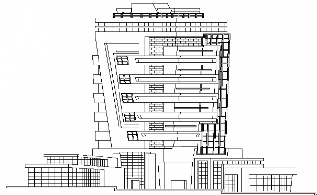 650x400 commercial building design and elevation dwg - Commercial Building Drawing