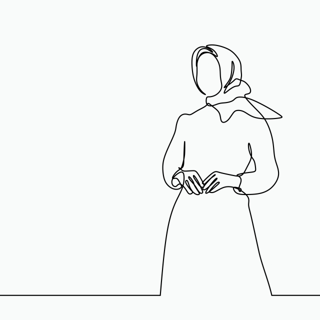 640x640 Vector Single Continuous One Line Art Drawing Of A Religious Women - Commercial Drawing