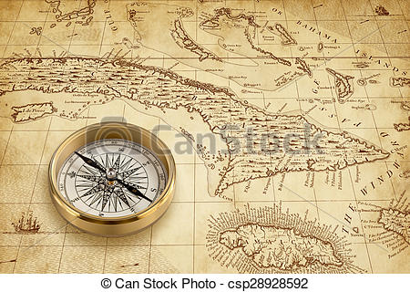 450x320 old pirate map with brass compass brass compass rose - Compass And Map Drawing