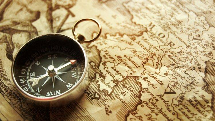 748x421 Map, Old, Vintage, Compass, Drawing Wallpapers Hd Desktop - Compass And Map Drawing