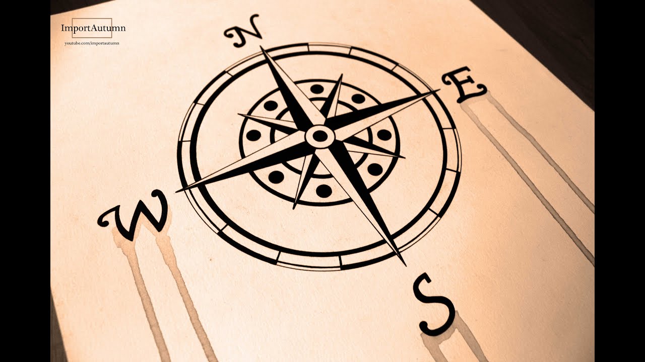 1280x720 Drawing A Compass - Compass Clock Drawing